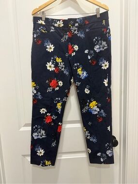 Banana Republic Navy Floral Waistband Trousers